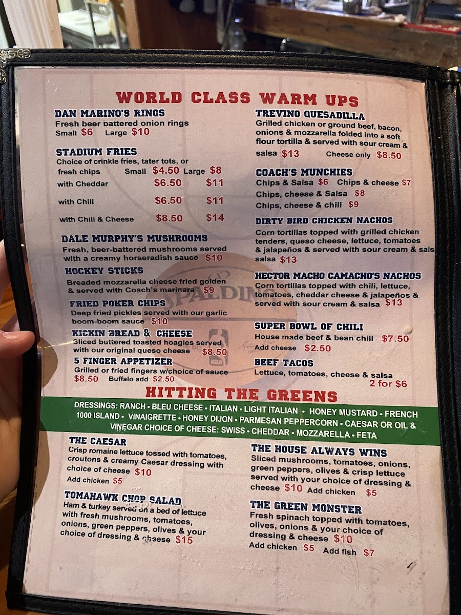 Coach's Corner Photo Menu 1