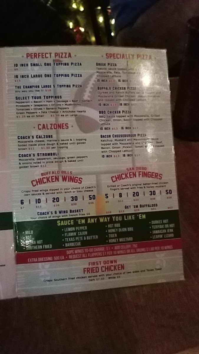 Coach's Corner Photo Menu 10