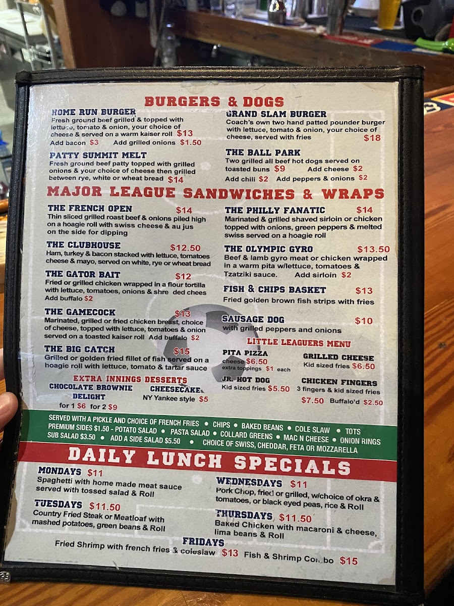 Coach's Corner Photo Menu 2