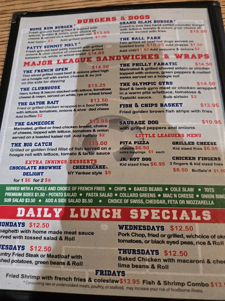 Coach's Corner Photo Menu 3