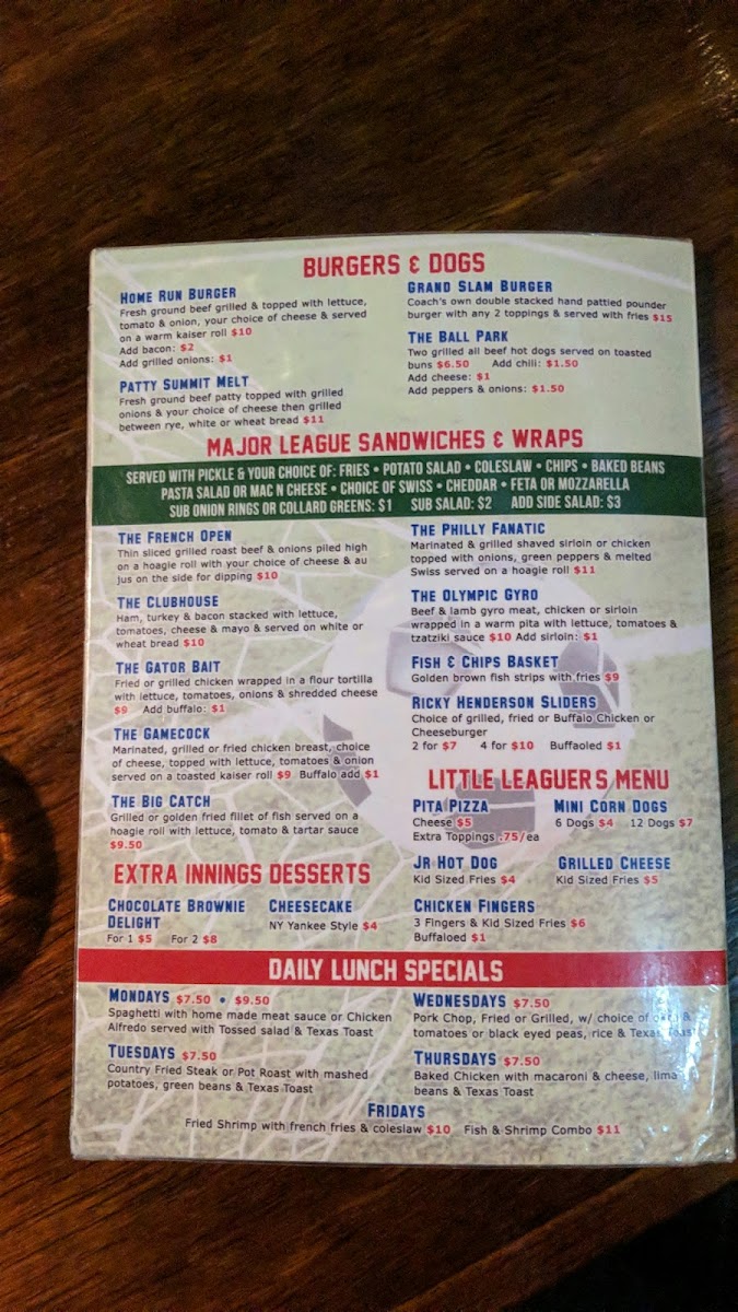Coach's Corner Photo Menu 8