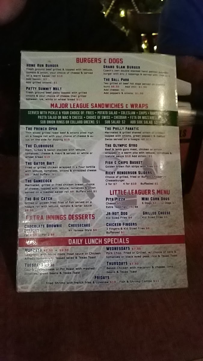 Coach's Corner Photo Menu 9