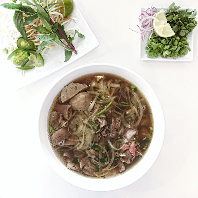 Pho with Rare Steak and Meatballs