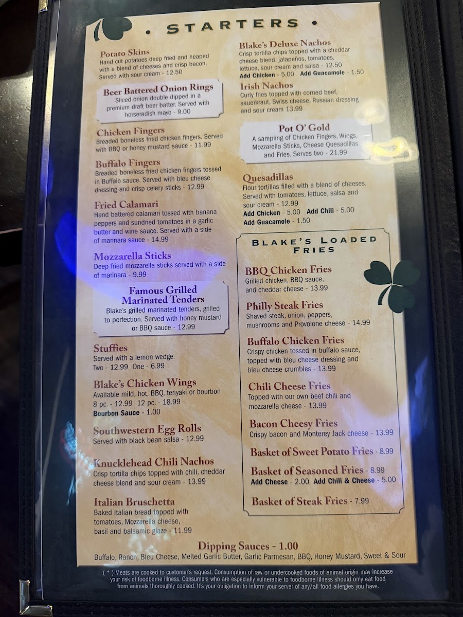Blake's Tavern Photo Menu 3