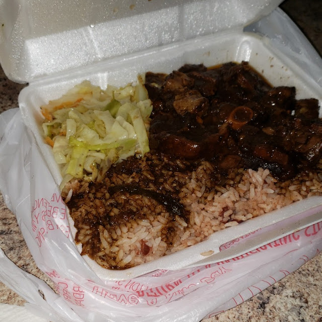 Oxtail with Cabbage and Rice and Peas