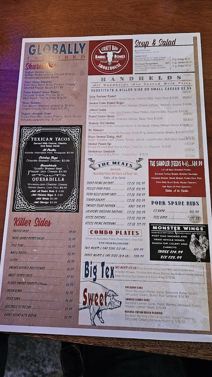 Barrel & Bones Craft Bar and Smokehouse Photo Menu 1