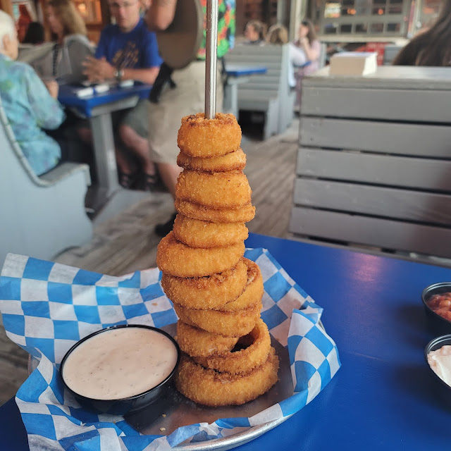 Tower of Onion Rings with Dippin