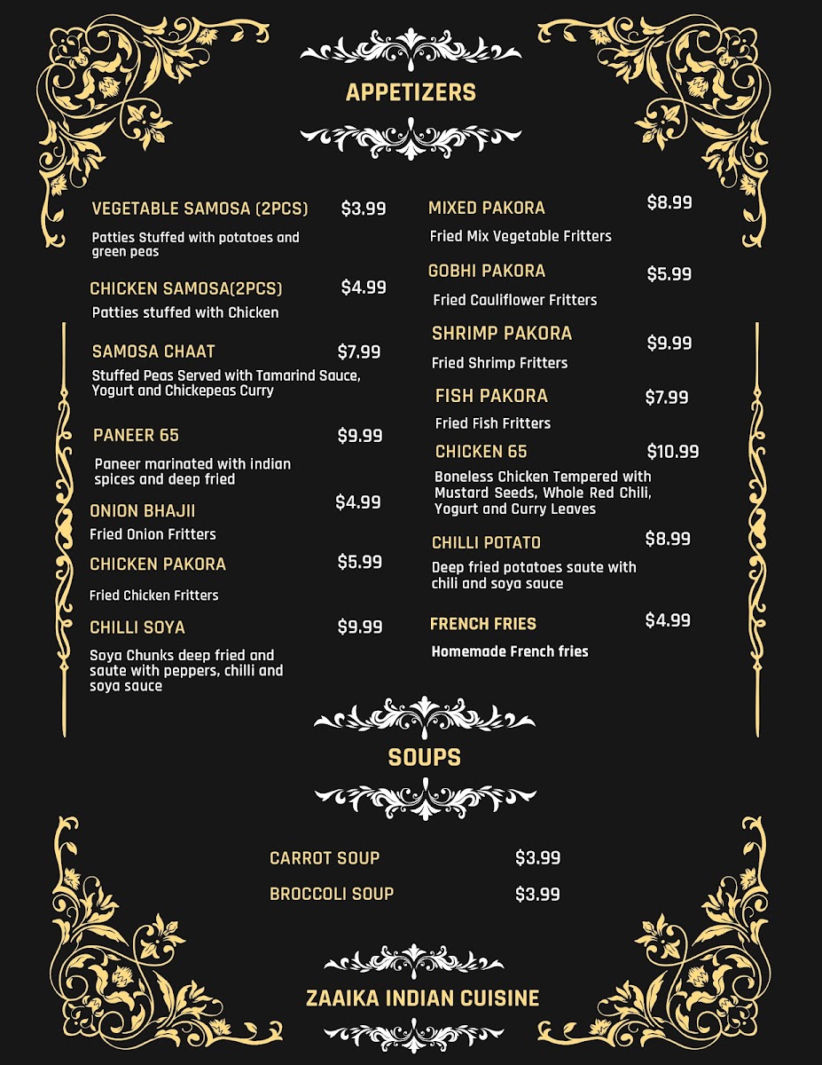 ZAAIKA INDIAN CUISINE Photo Menu 4
