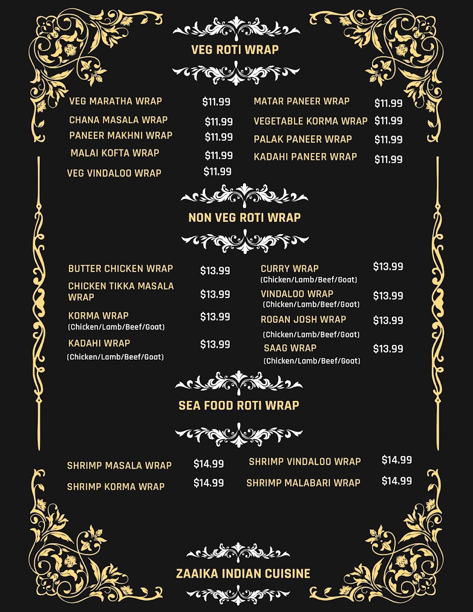 ZAAIKA INDIAN CUISINE Photo Menu 6