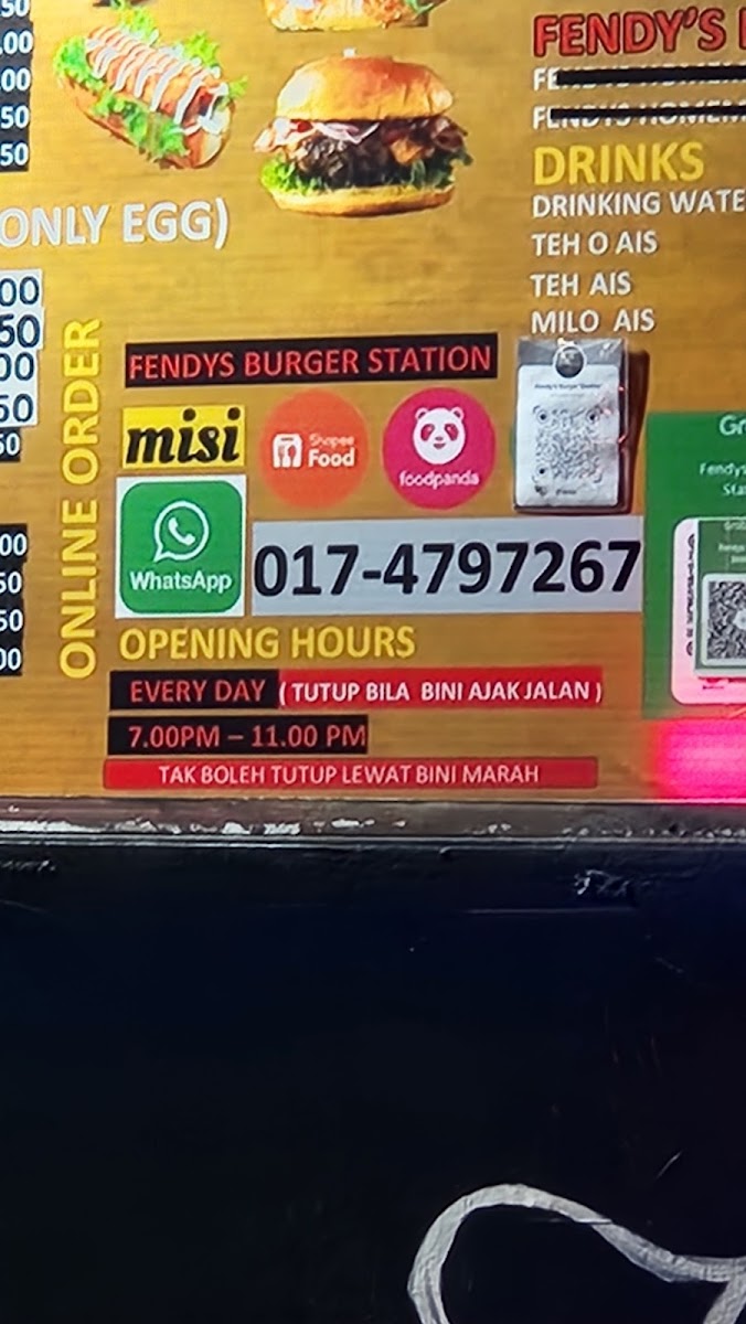 Fendys Burger Station Bayan Baru Penang Photo Menu 10