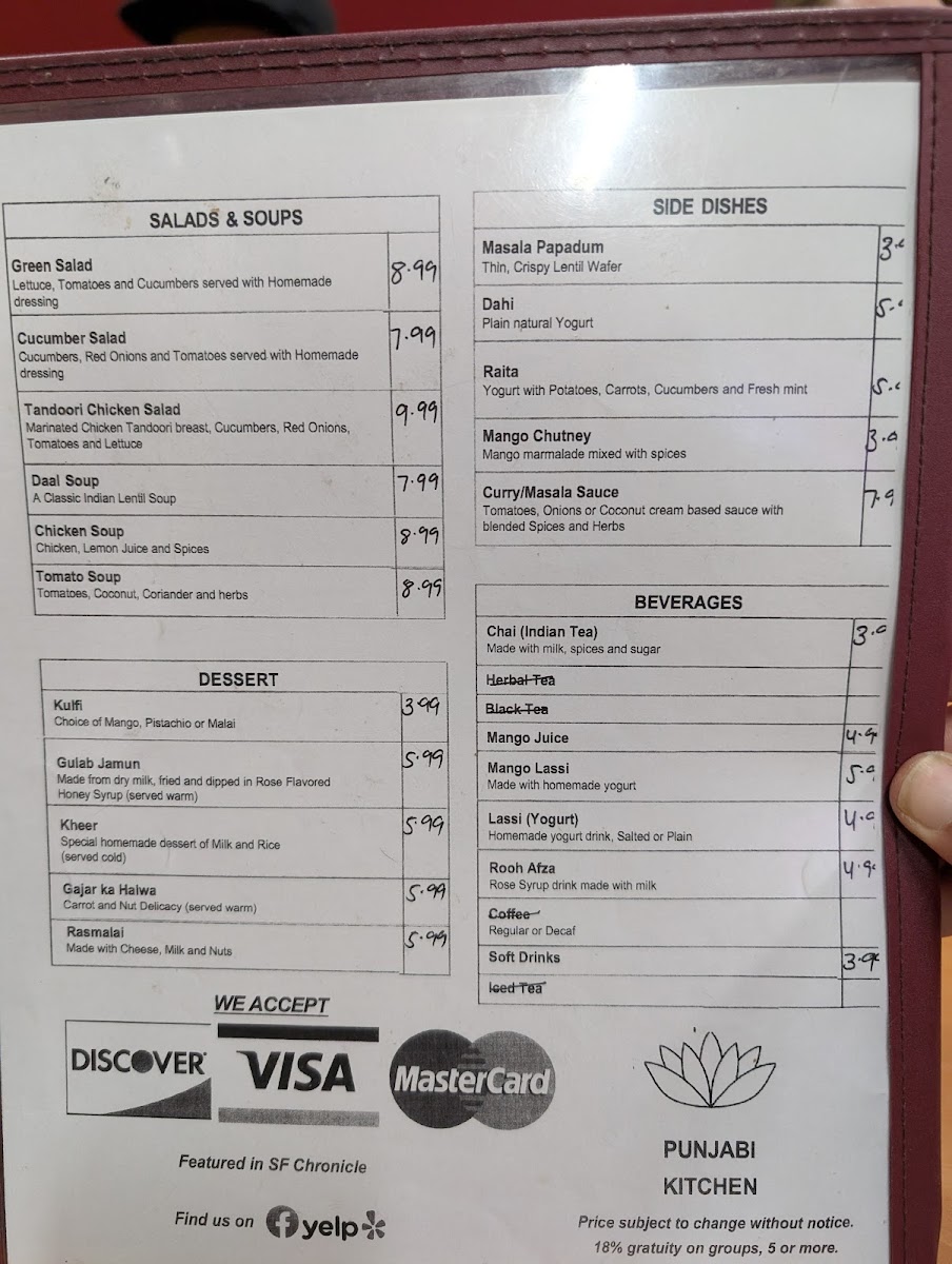 Punjabi Kitchen Photo Menu 1