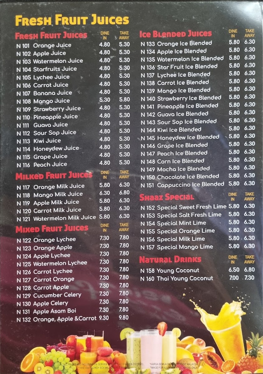 Restoran Nasi Kandar Shaaz Photo Menu 3
