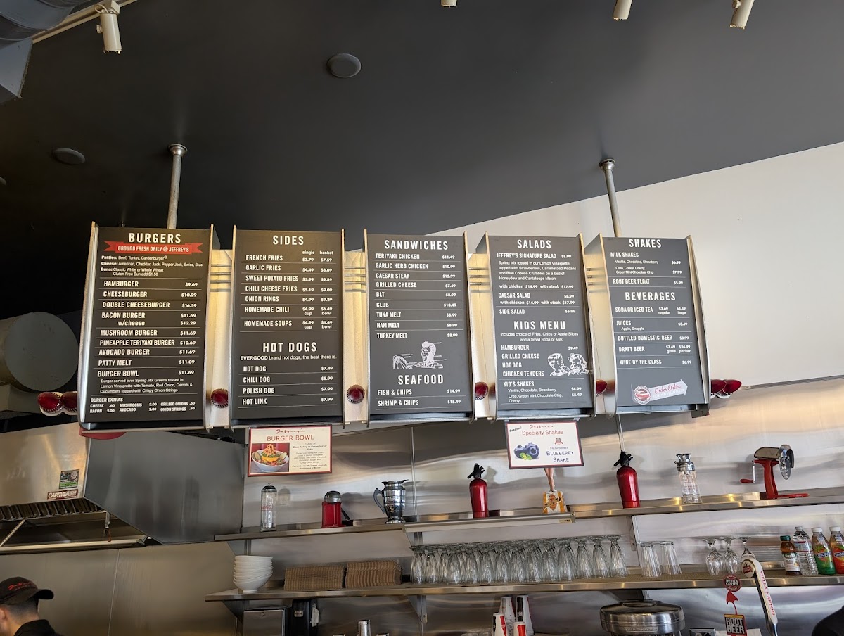 Jeffrey's Hamburgers Photo Menu 1