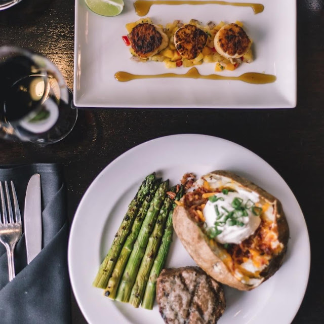 Asparagus Baked Potato and Ribeye