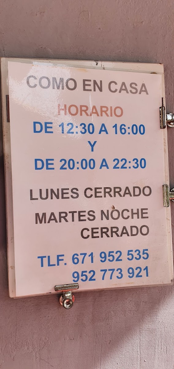 Como en casa Photo Menu 3