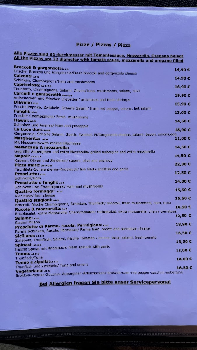 La Luce Due Photo Menu 5
