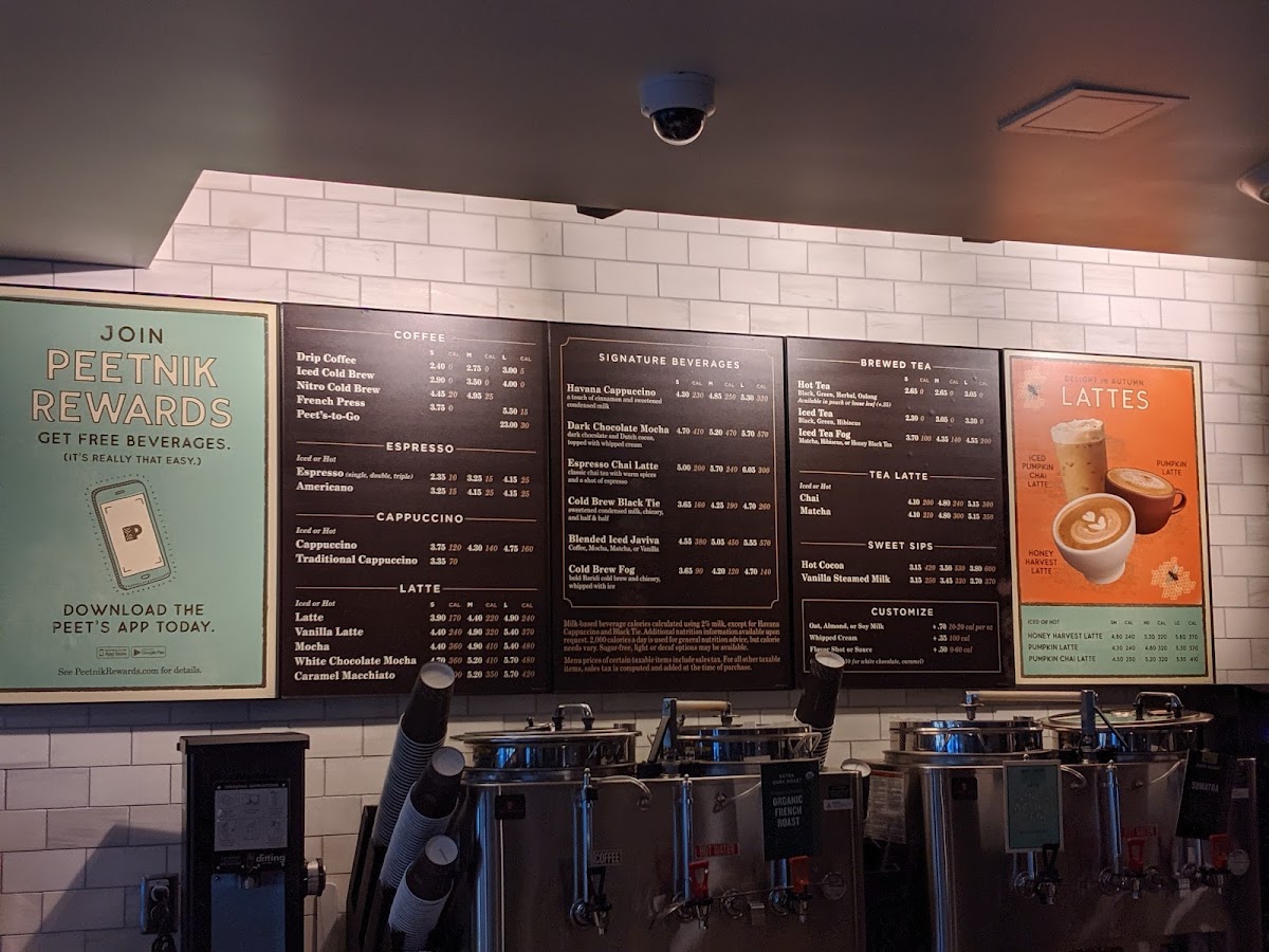 Peet's Coffee Photo Menu 1