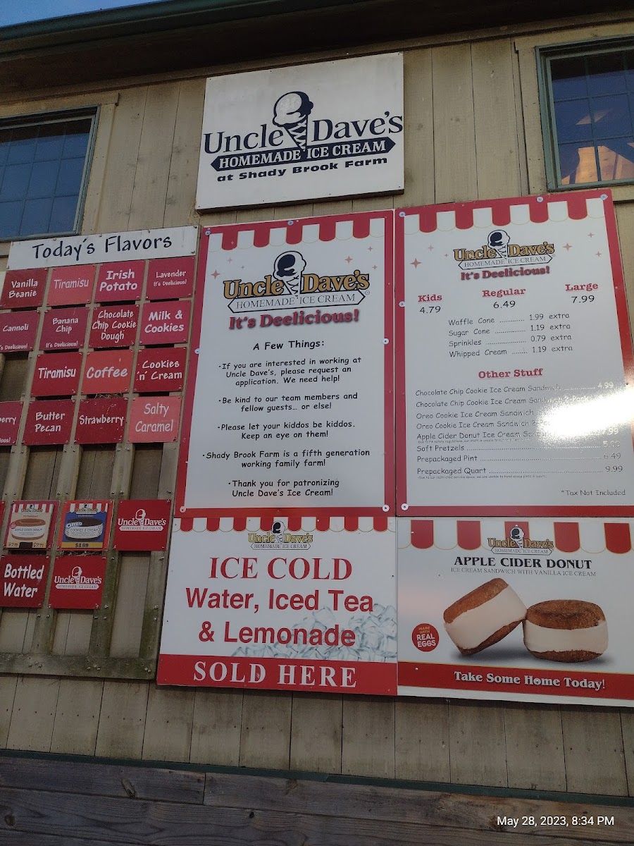 Uncle Dave’s Homemade Ice Cream Photo Menu 2