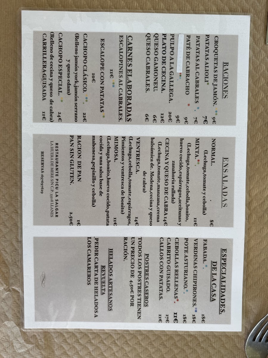 Restaurante Picu L'Salgar Photo Menu 1