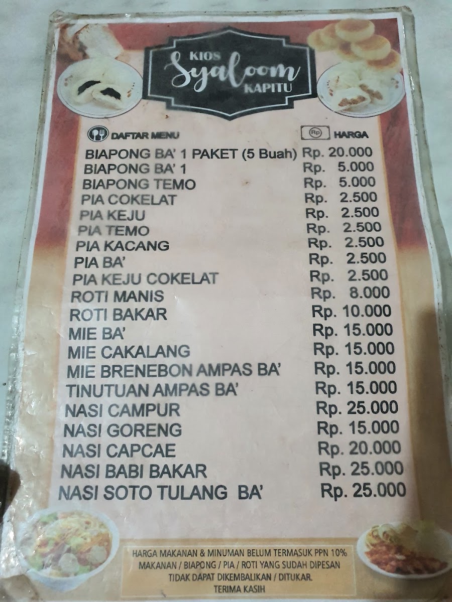 Rumah Kopi Syaloom Kapitu Photo Menu 2