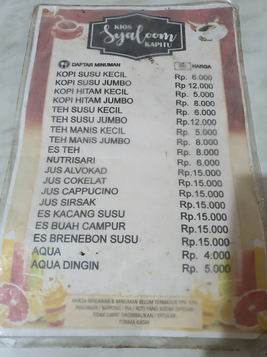 Rumah Kopi Syaloom Kapitu Photo Menu 6