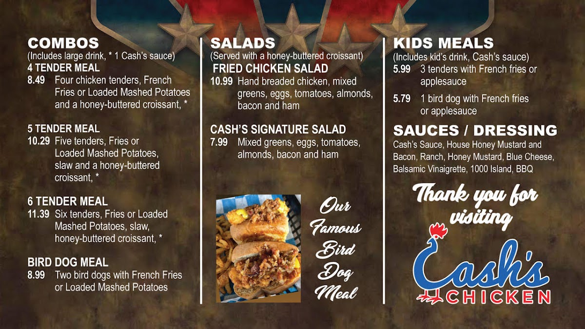 Cash's Chicken Photo Menu 1