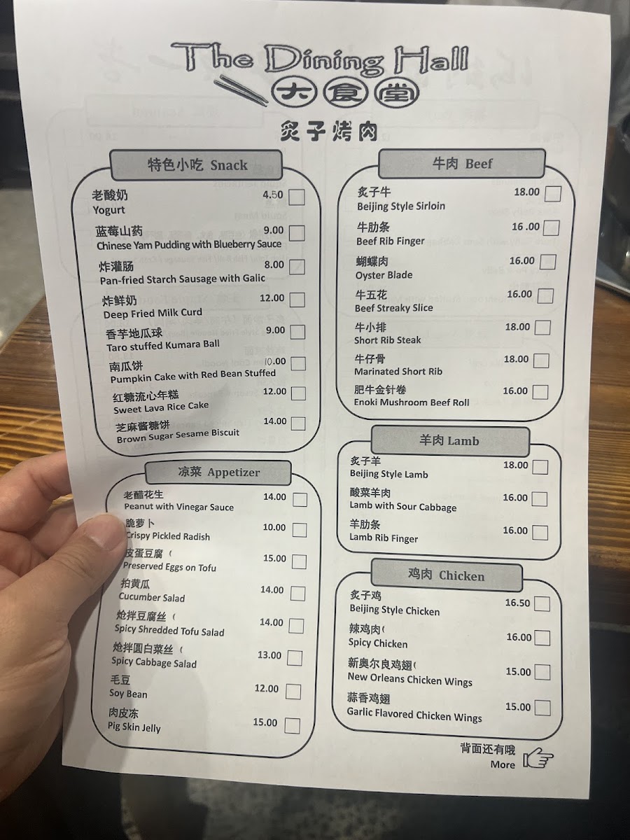 The Dining Hall Photo Menu 1