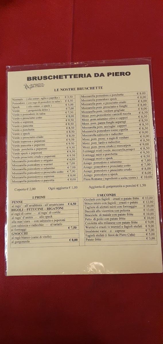 Bruschetteria Trattoria da Piero Photo Menu 2