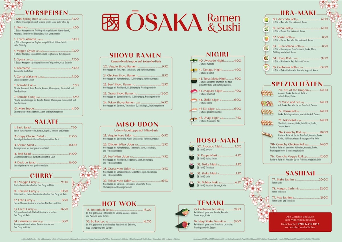 Ōsaka Ramen & Sushi Photo Menu 1