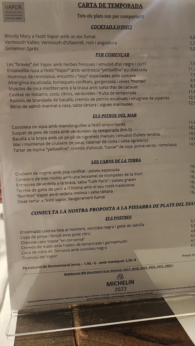 Restaurant El Vapor Gastronòmic Photo Menu 7