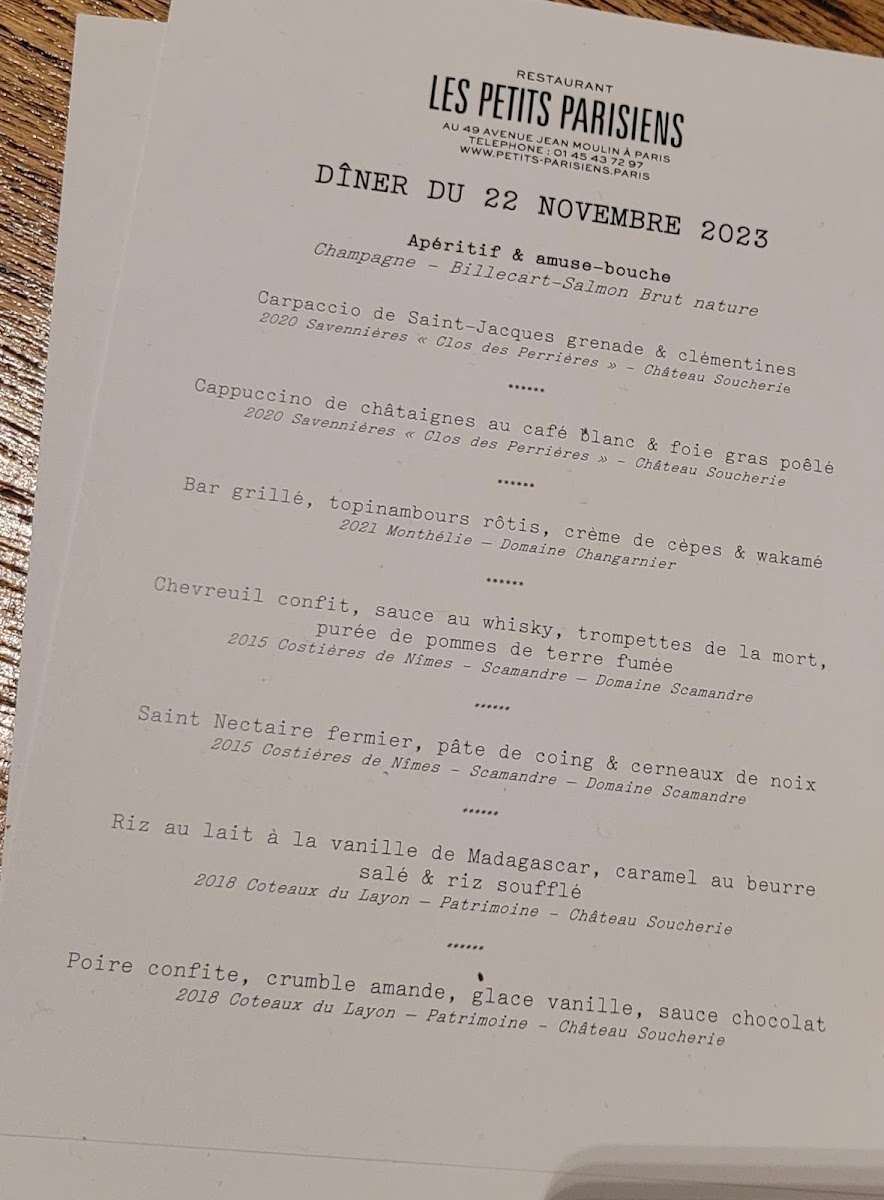 Les Petits Parisiens (Bistrot de bons goûts) Photo Menu 1