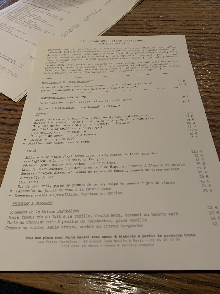 Les Petits Parisiens (Bistrot de bons goûts) Photo Menu 5