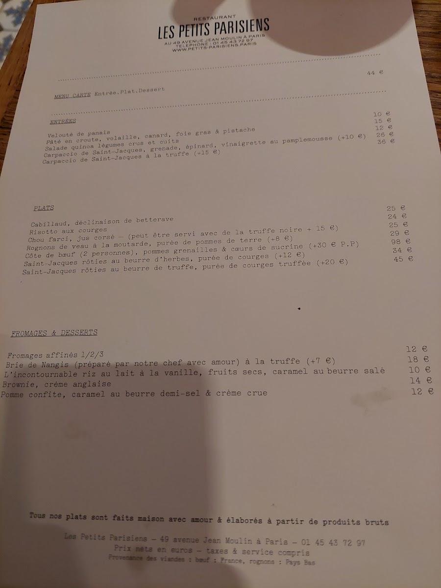 Les Petits Parisiens (Bistrot de bons goûts) Photo Menu 7