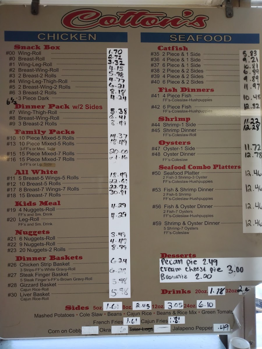 Cotton's Fried Chicken Photo Menu 3