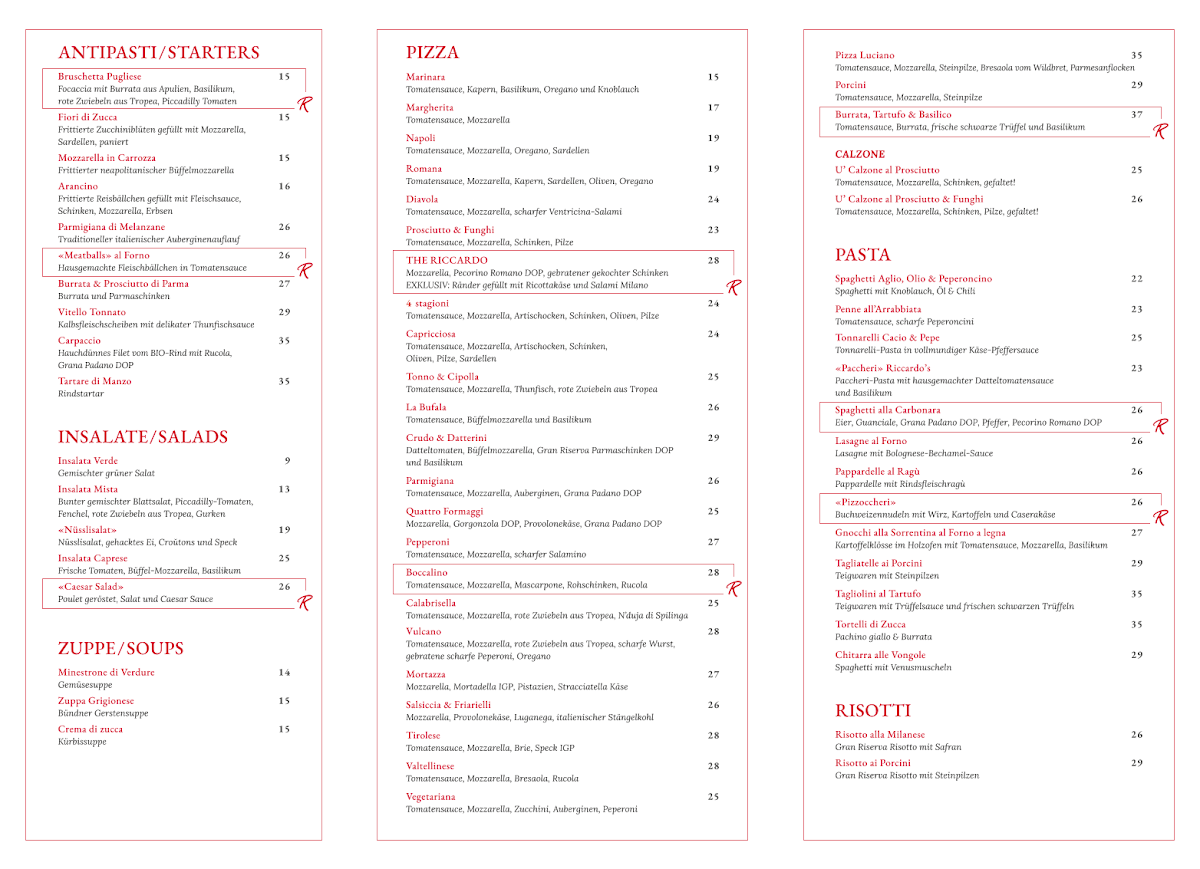 Pizzeria Ristorante Riccardo’s St.Moritz Photo Menu 1