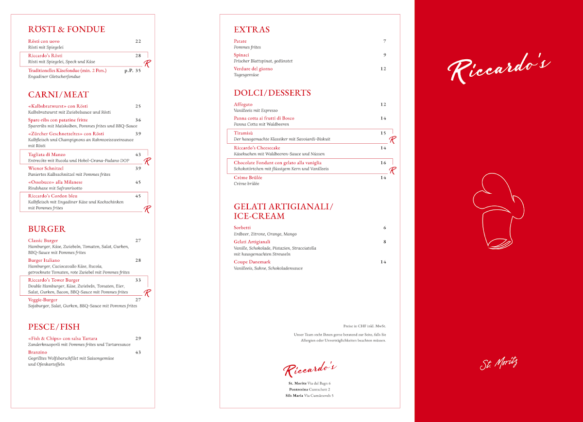 Pizzeria Ristorante Riccardo’s St.Moritz Photo Menu 2