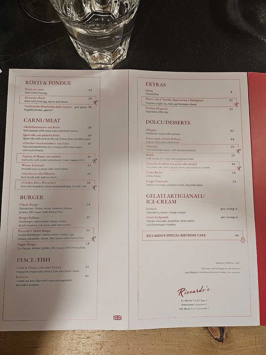 Pizzeria Ristorante Riccardo’s St.Moritz Photo Menu 5