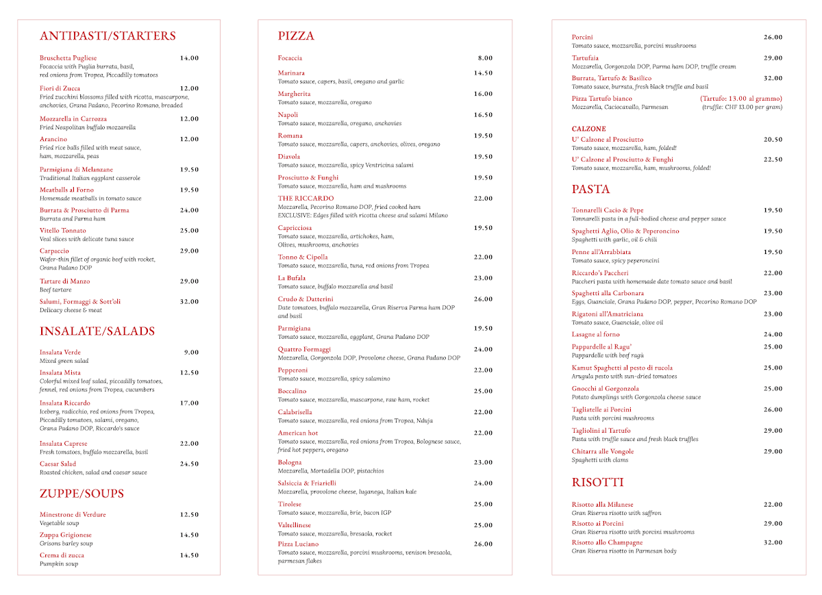 Pizzeria Ristorante Riccardo’s St.Moritz Photo Menu 7