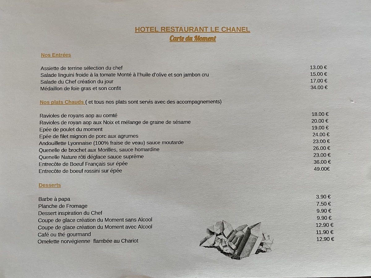 Hotel Restaurant Le Chanel Photo Menu 3
