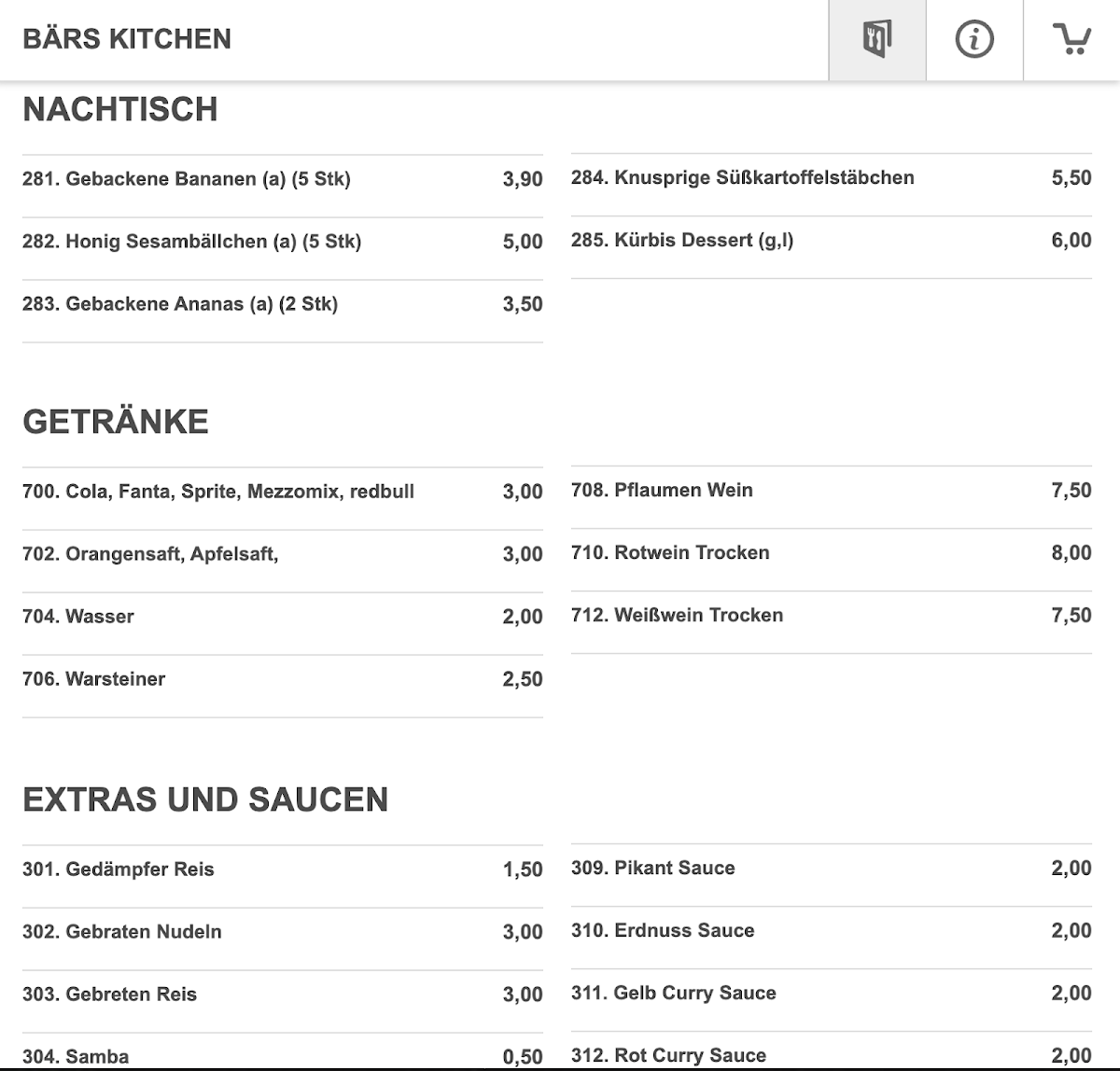 Bärs Kitchen Photo Menu 4