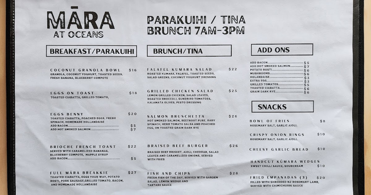 Te Akau Roa Restaurant Photo Menu 6