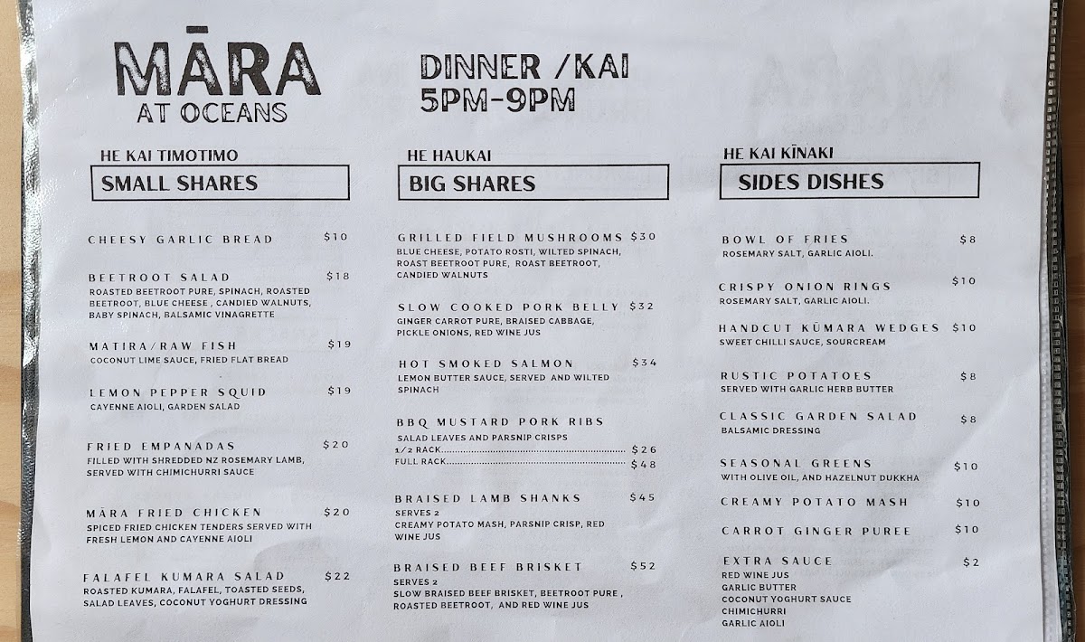 Te Akau Roa Restaurant Photo Menu 7
