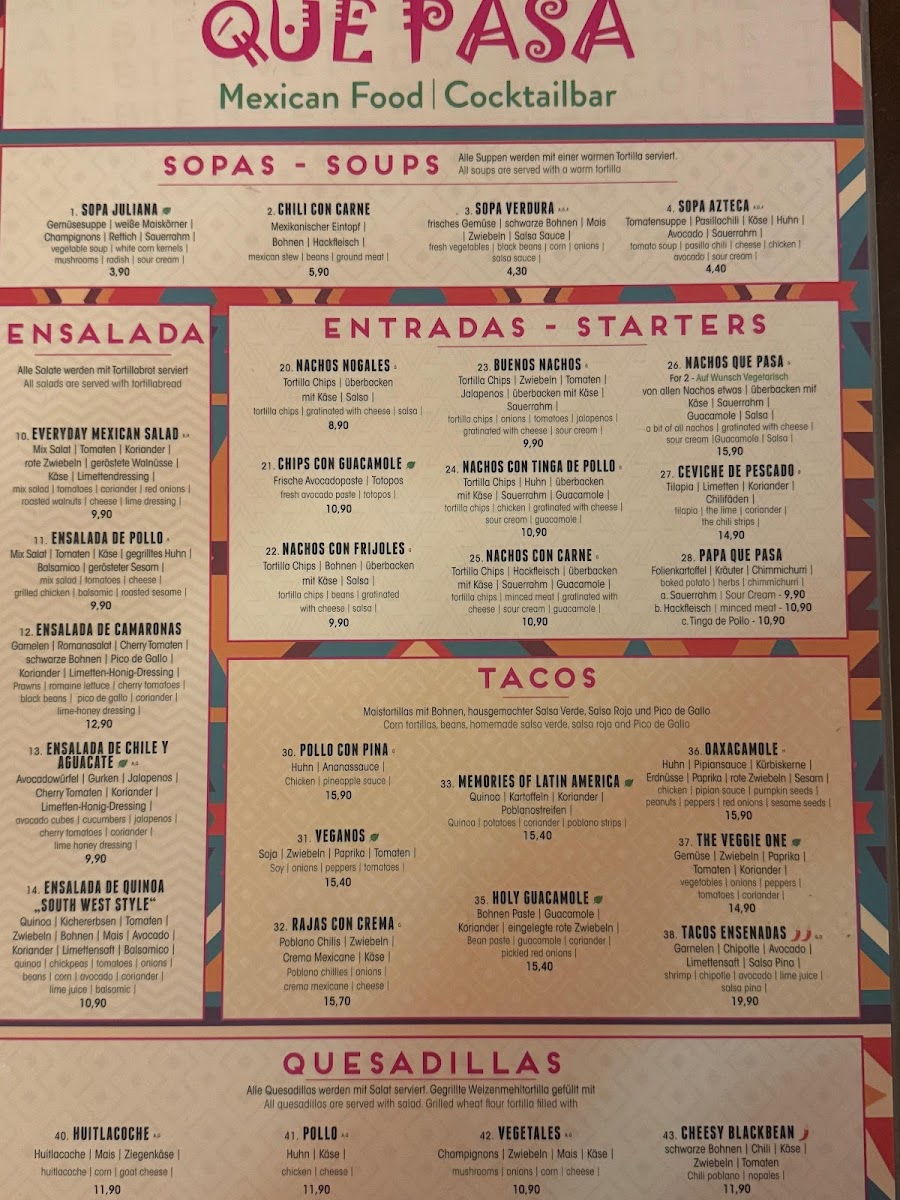 Que Pasa Mexican restaurant Photo Menu 2