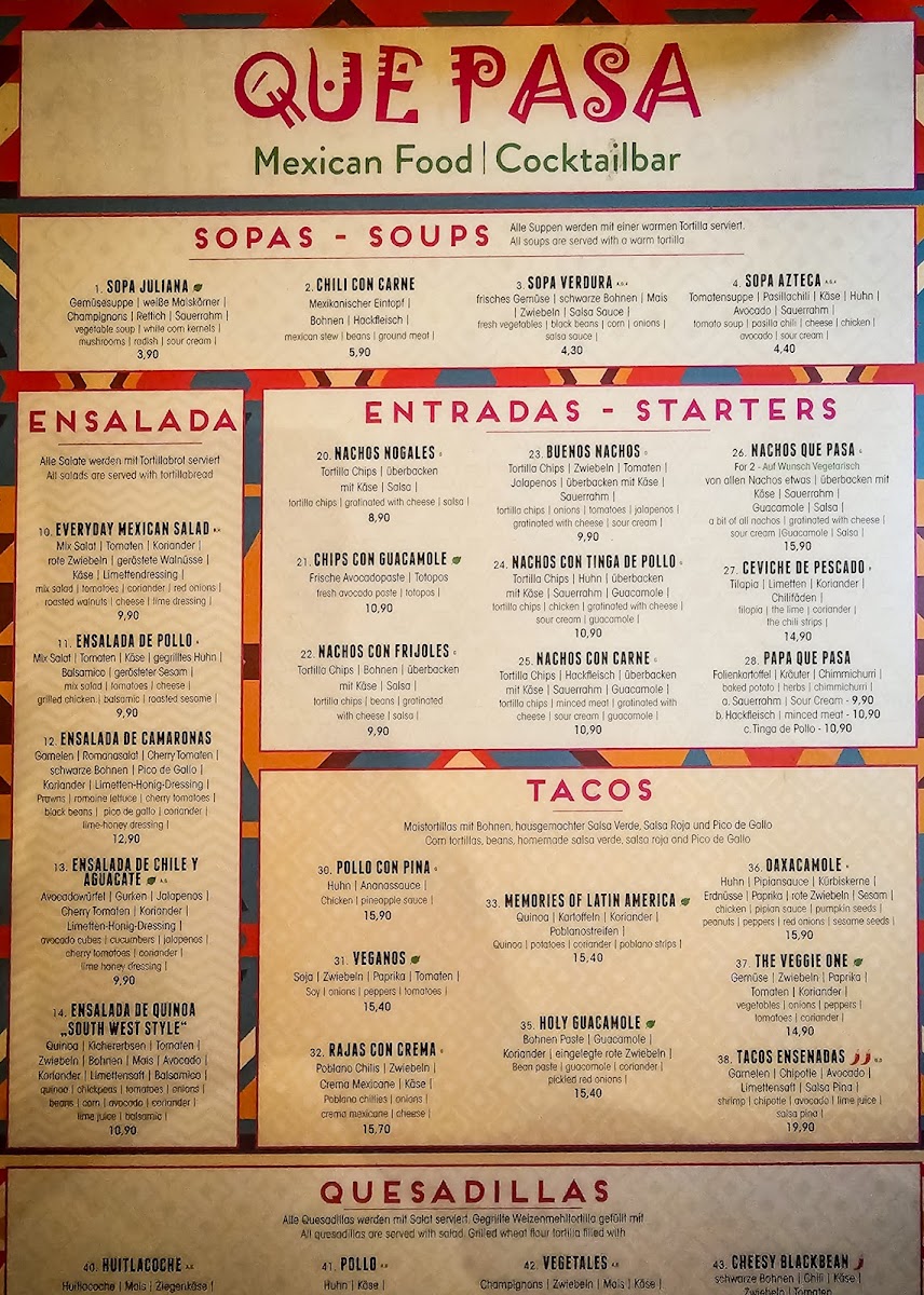 Que Pasa Mexican restaurant Photo Menu 6