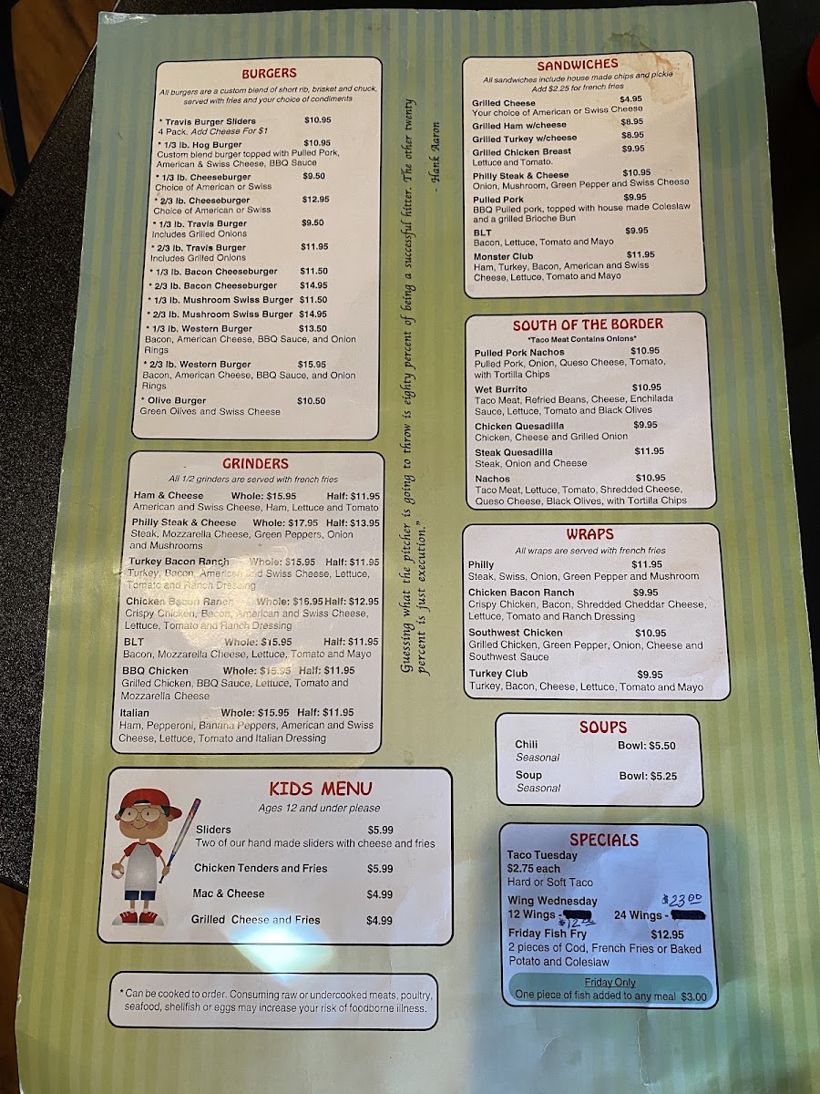 Chatters Bull Pen Photo Menu 4