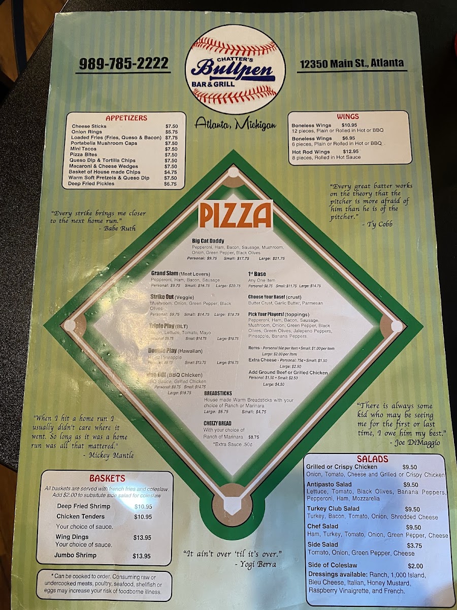 Chatters Bull Pen Photo Menu 6