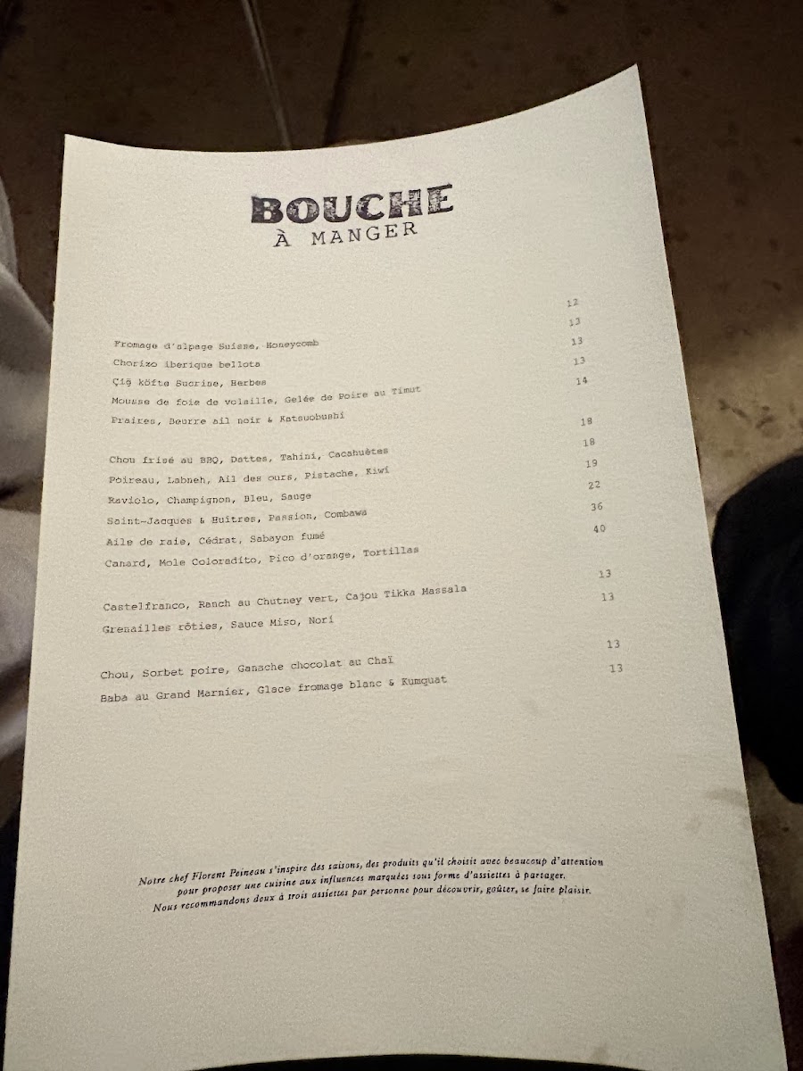 Bouche Paris Photo Menu 1