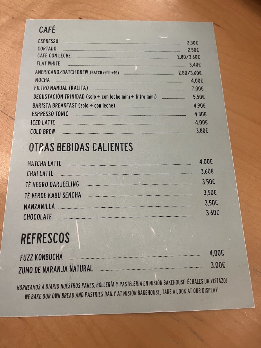 Misión Café Photo Menu 1