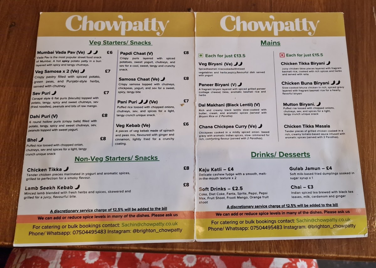 Chowpatty Authentic Indian - Brighton Seafront Photo Menu 3