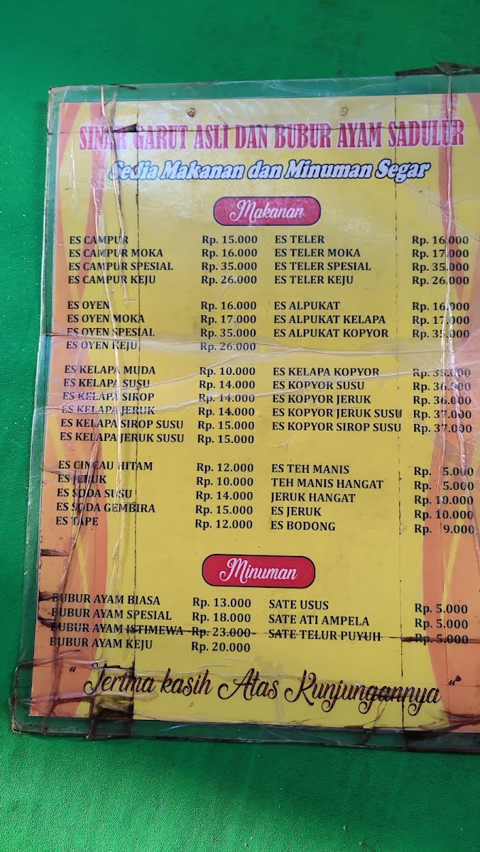 Sinar Garut Asli & Bubur Ayam Sadulur Photo Menu 3